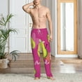 thumbnail image 5 of Uemuo Pink Green Avocado Pattern Men's Wide Leg Palazzo Lounge Pants with Pockets Light Weight Loose Comfy Casual Pajama Pants-X-Large, 5 of 9