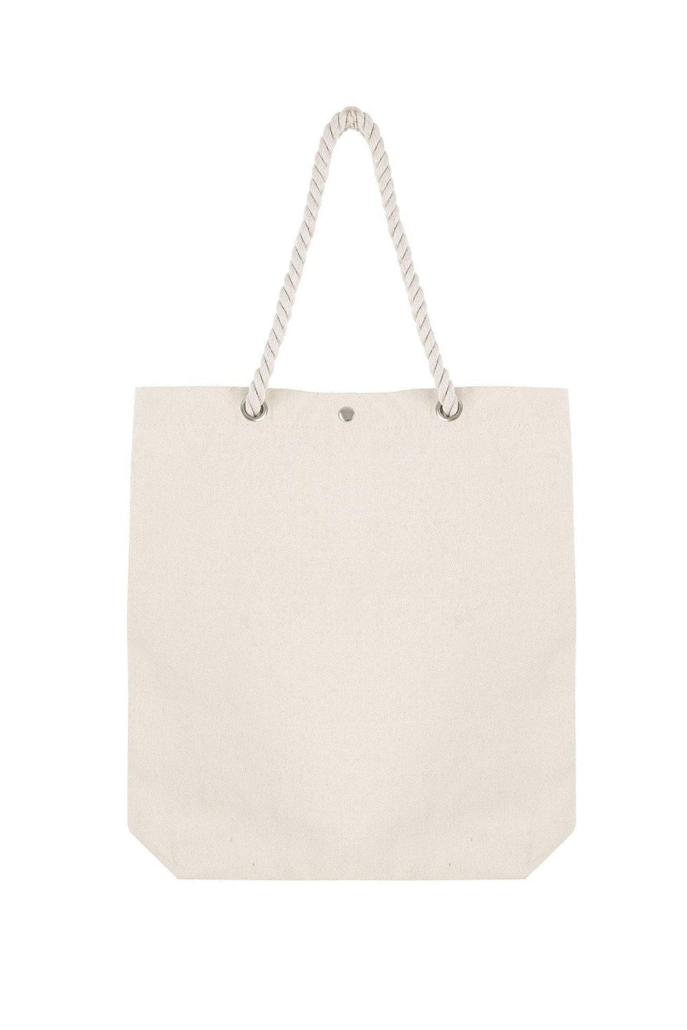 Premium Canvas Tote Bag with Rope Handles and Metal Button Closure