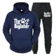 thumbnail image 3 of Sudadera con capucha y pantalón de manga larga con estampado divertido de pata de perro para hombre, conjunto de 2 piezas para amantes de los perros "The Dogfather", 3 of 5