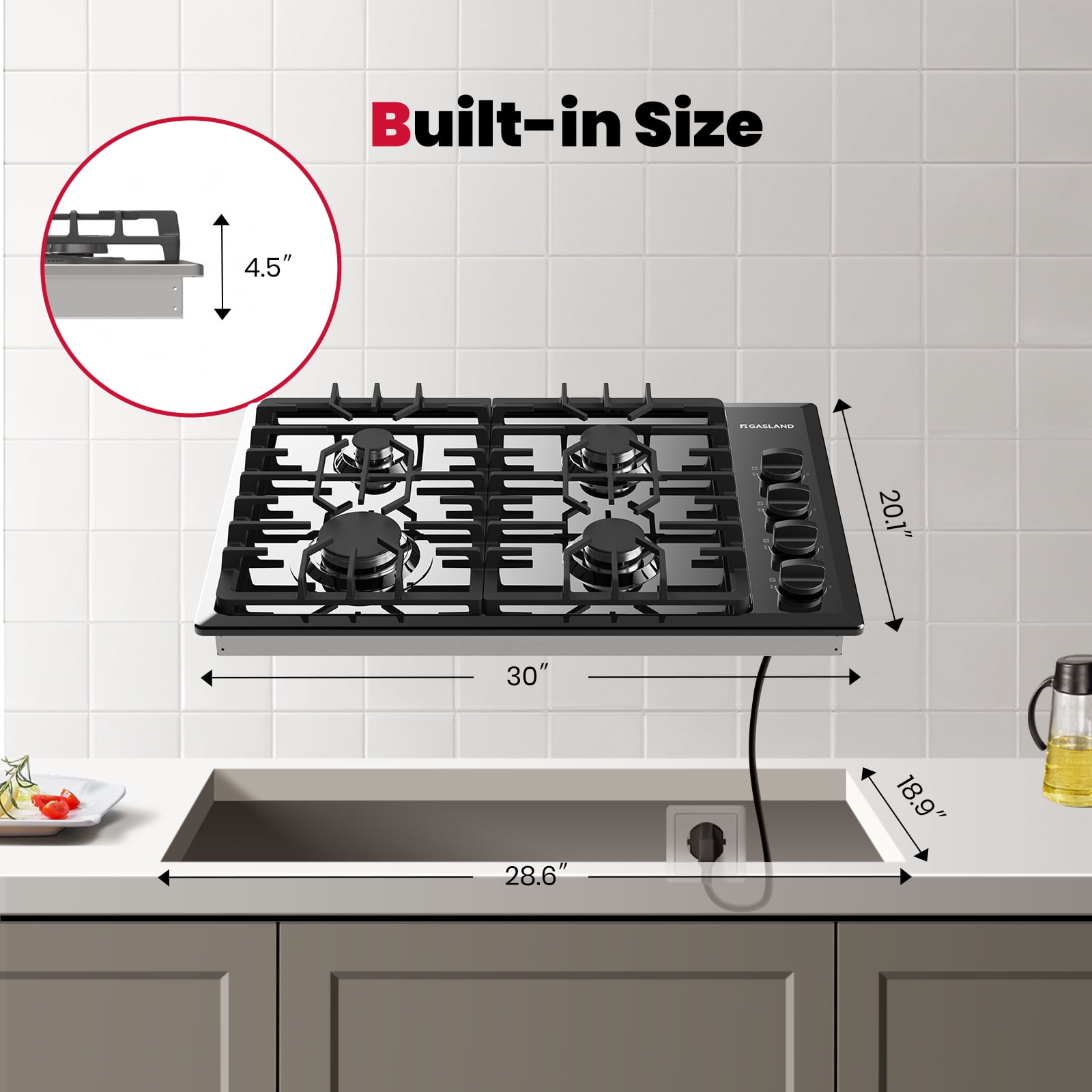 Gasland Chef 30 in. NG/LPG Convertible Gas Cooktop in Porcelain Enamel with 4 Burners