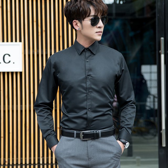 Camisa De Los Hombres De Manga Larga Camisas De Polo Formal Tops Para Hombre Coreano Más El Tamaño De La Blanca De Trabajo De Negociospangjing