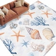 thumbnail image 2 of Coastal Area Rug 5x7 FT, Non Slip Bedroom Throw Carpet, Ocean Starfish Coral Shell Conch Aesthetics Blue Washable Soft Floor Carpet Non-Shedding Rug for Dining Room Bedside Classroom Desk, 2 of 9