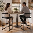 thumbnail image 2 of SESSLIFE Bar Stools Set of 2, Counter Height Bar Stools with PU Leather & Metal Legs, Barstools with Back, Bar Chairs for Kitchen Island, Black, 2 of 8