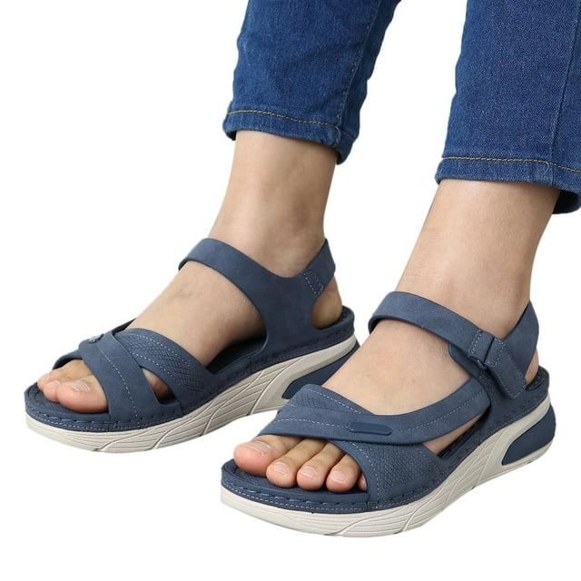 IUJSOY Womens Platform Sandals Comfort Open Toe Summer Dress Shoes Lightweight Slingback Flats