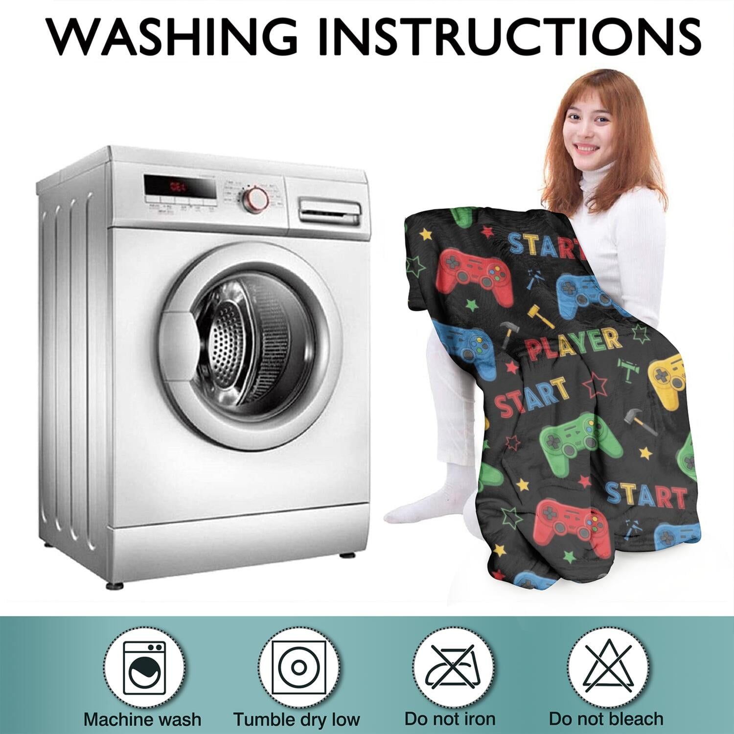 Wearable Oversized Blanket,Multicolor Controllers Games Text Black Pattern Wearable Blanket Hoodie for Adults,Cozy Hooded Blankets with Super Pockets,Super Warm Fuzzy Pullover for Women & Men
