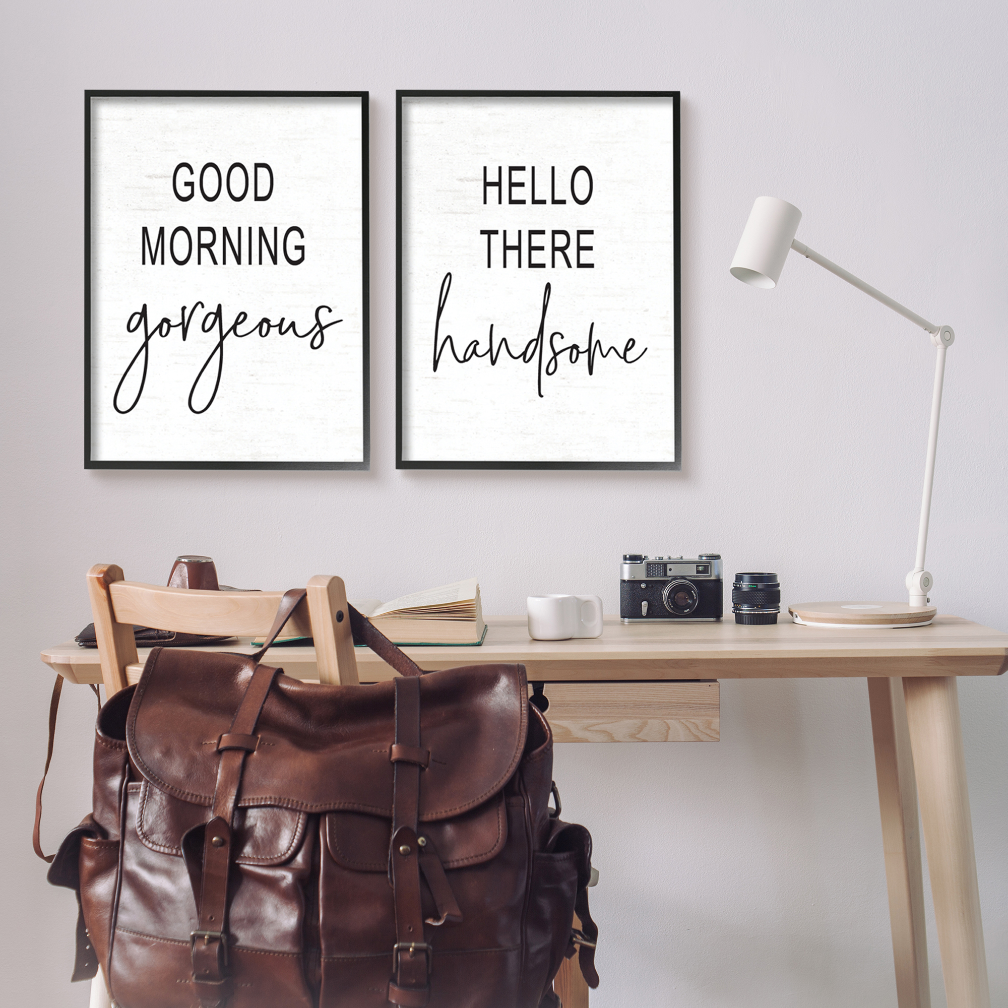 Stupell Industries Good Morning Gorgeous Hello There Handsome Romantic Phrases, 24 x 30, Design by Lettered and Lined