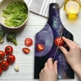 thumbnail image 3 of Mystic Cutting Board, Fantasy Dark Night in Earth Cosmos Galaxy Planet Celestial Large Moons Comets, Decorative Tempered Glass Cutting and Serving Board, Wine Bottle Shape, Purple Black, by Ambesonne, 3 of 5