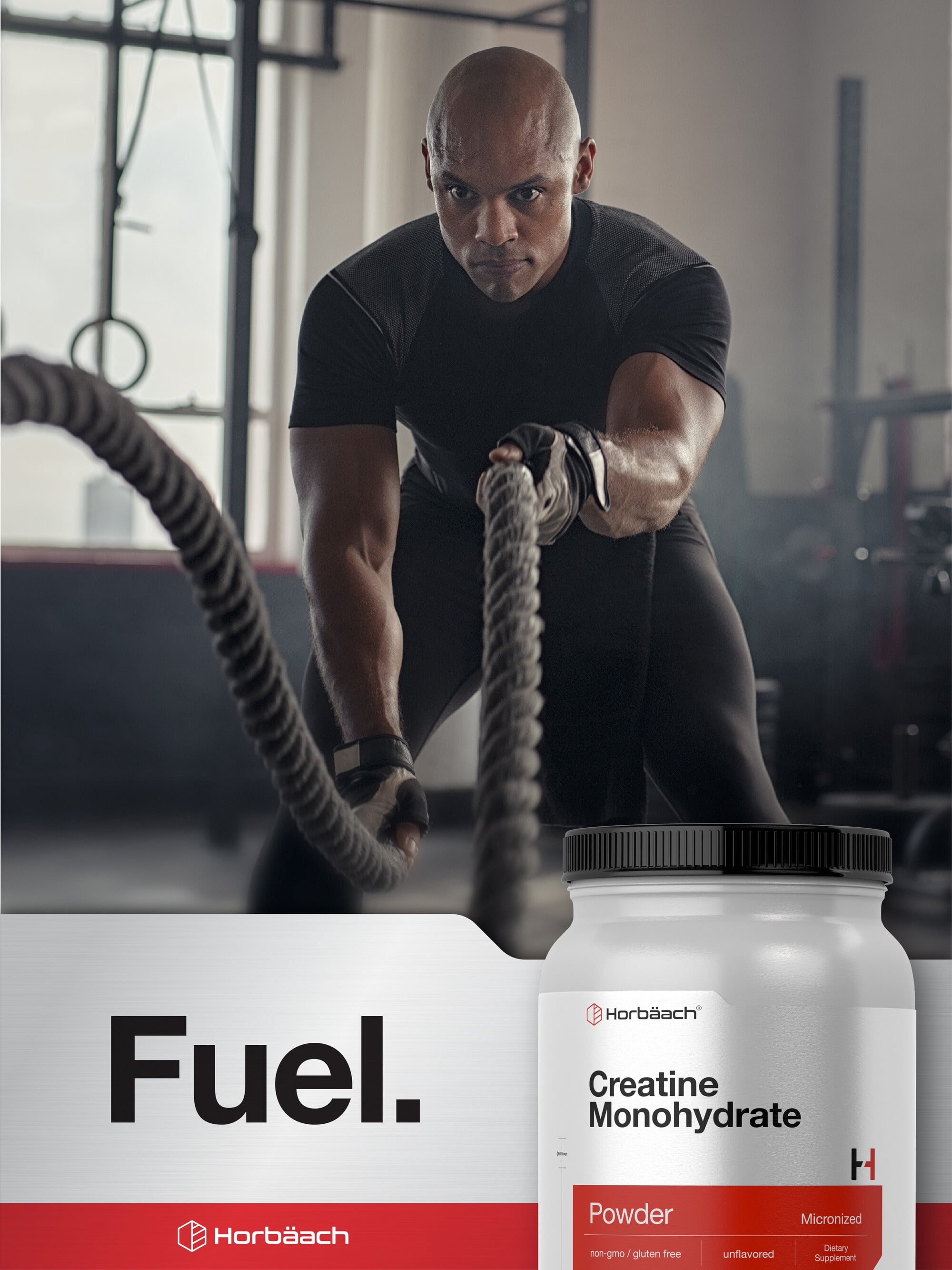 Creatine Monohydrate Powder | 2.2lbs (35.2 oz) | Unflavored Supplement for Men and Women | by Horbaach