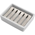 thumbnail image 1 of Porta Jabón de Acero Inoxidable y Cerámica, Doble Capa con Bandeja de Drenaje - ¡Dile Adiós al Jabón Blando y Húmedo! Fácil de Limpiar para Baño y Cocina (Jabonera Blanco) Soap Dish, 1 of 4