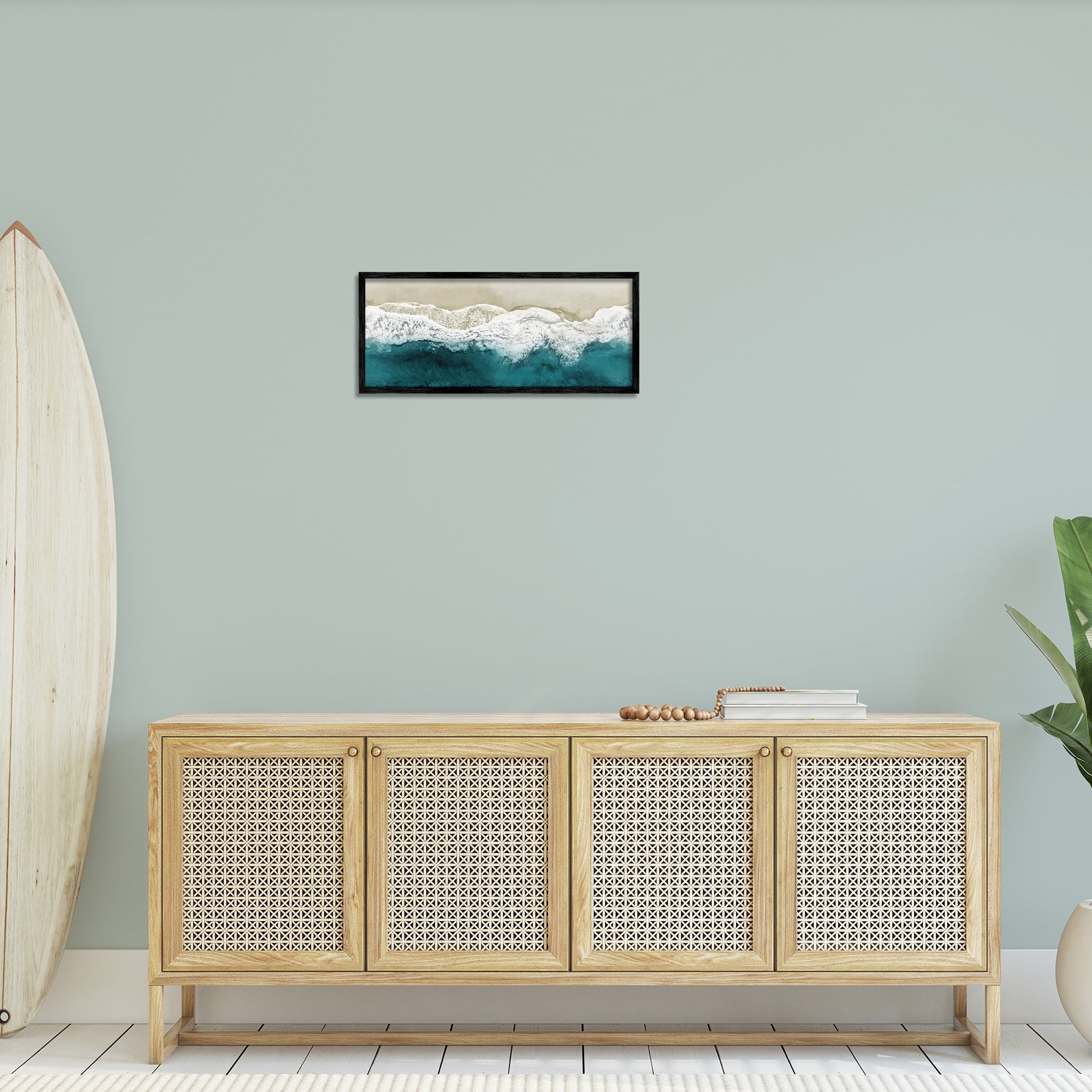 Stupell Industries Foamy Beach Coast Deep Blue Ocean Water, 24 x 10,Design by Maggie Olsen