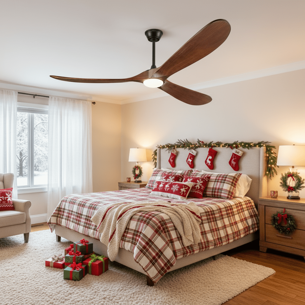 62" 3-Blade Modern Indoor/Outdoor Ceiling Fan with LED Light & Remote – 6-Speed High CFM Quiet DC Motor, Solid Walnut Wood Blades | Included Light Kit, Ideal for Patio, Coastal & Farmhouse