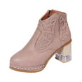 thumbnail image 2 of Herrnalise Embroidered Thick Heel Women's Boots With Side Zipper Short Discount !, 2 of 9