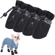 Dog Shoes for Hot Pavement with Reflective Straps Non-Slip Cat Dog Boots Paw Protector for Small and Medium Petsdog Shoes (Size 5: 1.57"(Width), Black)