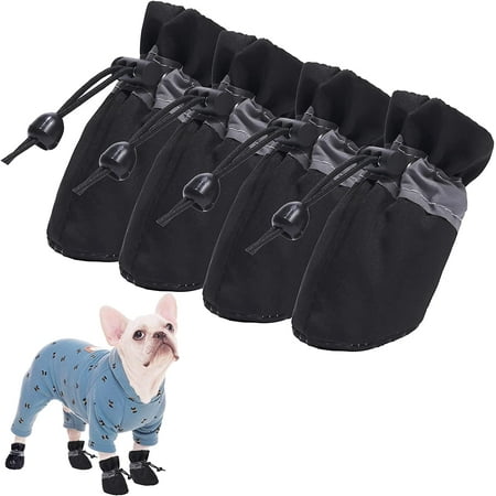 Dog Shoes for Hot Pavement with Reflective Straps Non-Slip Cat Dog Boots Paw Protector for Small and Medium Petsdog Shoes (Size 5: 1.57 (Width)  Black)