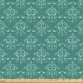thumbnail image 2 of Ambesonne Victorian Fabric by the Yard Upholstery, Curvy Floral Motifs Art, 1 Yard, Teal and Pale Blue, 2 of 5