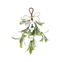 Mistletoe Christmas Valentine's Day Decor, Artificial Hanging Mistletoe Picks with Plaid Bow Berries,Like Real Christmas Easter Kissing Ball Ornaments for Kitchen Doorway Tree Decorations (H)