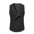 thumbnail image 2 of Sleeveless Shirts For Men Qiggri Men Fashion Retro Have Pockets Double-Breasted V-Neck Vest Tops Blouse Suit Vest For Men, 2 of 9