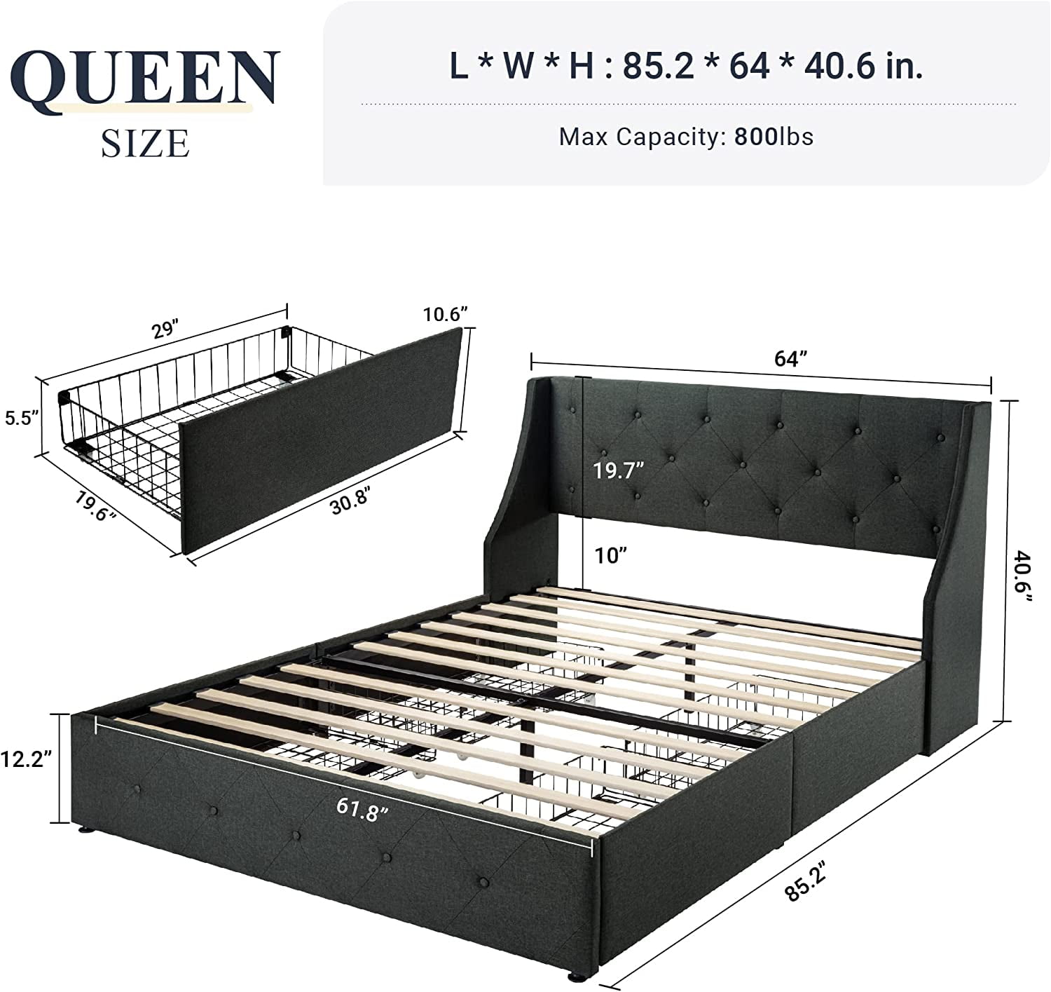 user_676b92d4 ページ Allewie Full Size Platform Bed Frame with 4 Storage Drawers