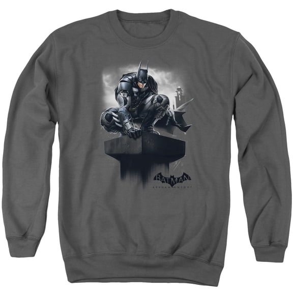 Batman Arkham Knight Perched Adult Crewneck Sweatshirt Charcoal
