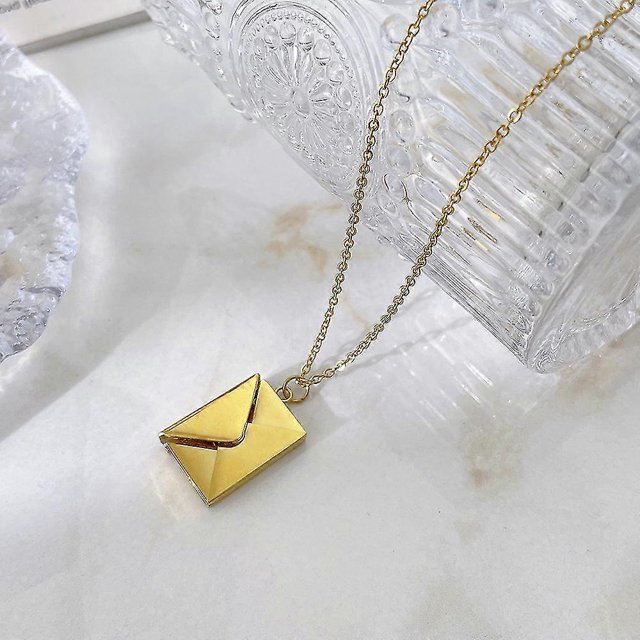 Collar con colgante Yashi Sobre con carta de amor Joyería de acero inoxidable personalizada Confesión de amor Regalo para el día de San Valentín Día de la madre Modelo dorado 23867