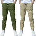 thumbnail image 3 of breaise 2PC Boys Linen Pants Summer Chino Pants Drawstring Trousers Lightweight Athletic Pant Casual Pant School Uniform, 3 of 10