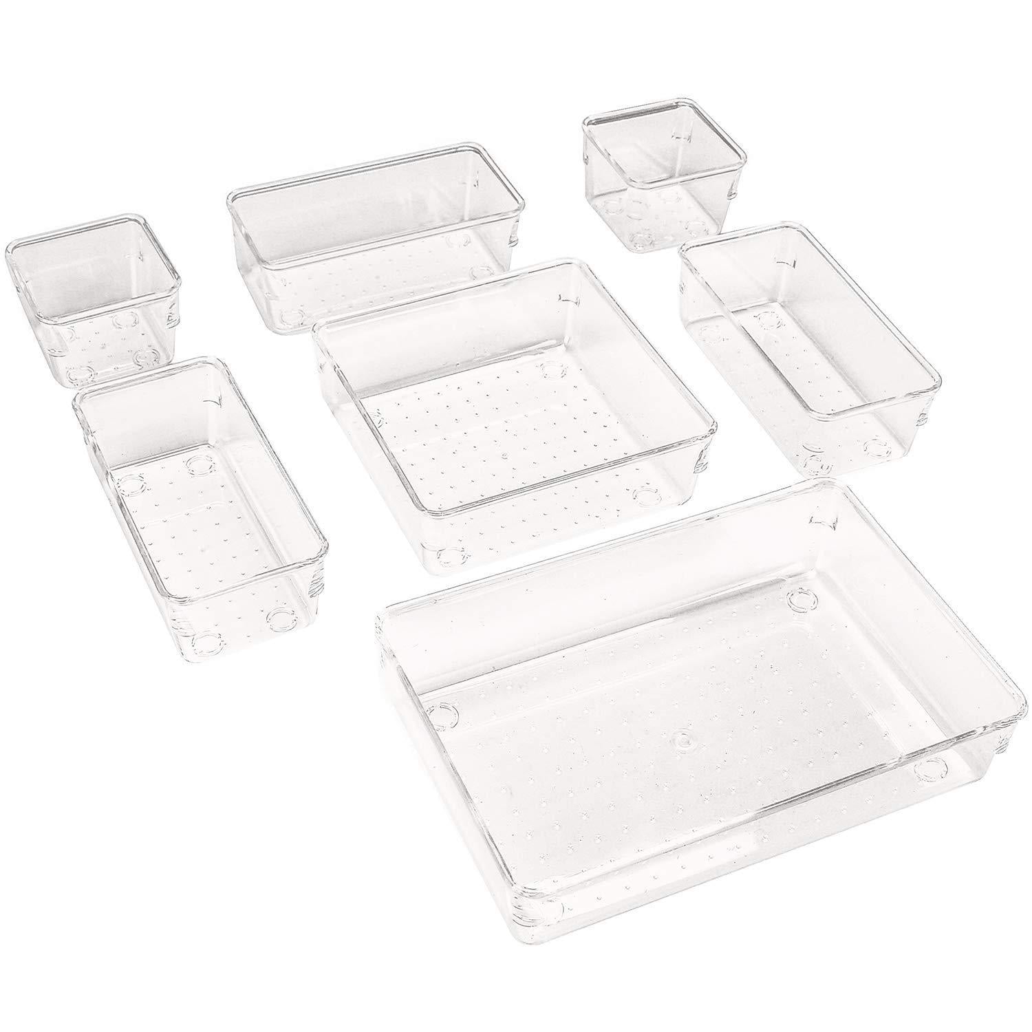 Puricon 7 Pieces Desk Drawer Organizers -clear