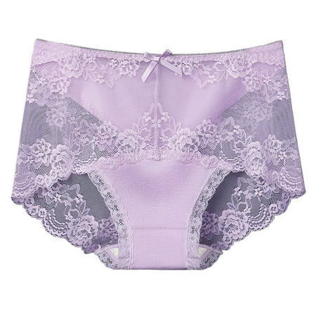Mairbeon Women Underpants Hollow Out Super Breathable Soft Solid Color Mid Waist Anti-septic Elastic Flower Embroidery Lace Women Panties Inner Wear Clothes
