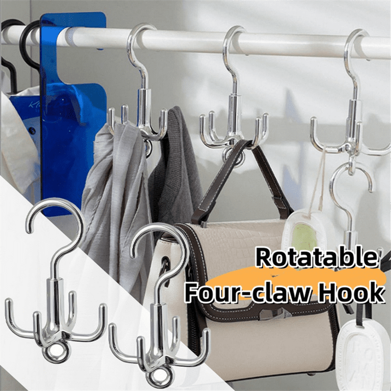 5PCS 360° Rotating Hanger Hooks Space Saving Wardrobe Organizer Clothes Rack Bag Shoes Scarf Hanger Silver ABS