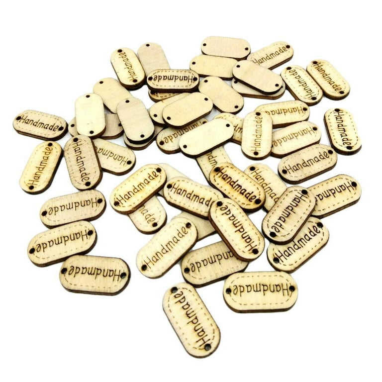 100PCS 30MM Oval Wooden Handmade Tags Button with 2 Hole Handmade