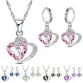 thumbnail image 2 of Yesbay 1 Set Drop Earrings Geometric Rhinestone High Gloss Cubic Zirconia Fine Workmanship Decoration Shinny Heart-shaped Pendant Necklace Women Accessory White, 2 of 8