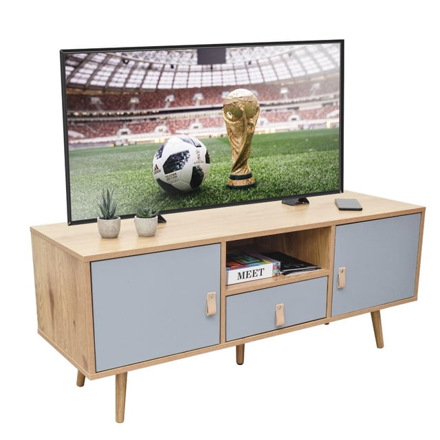 Mueble de TV Top Living Estilo Vintage Café y Gris
