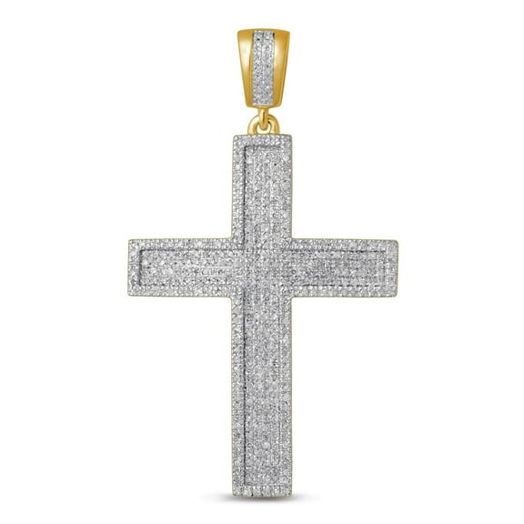 5ct Round Cut Lab-Created Moissanite Cross Pendant 14k Gold Plated
