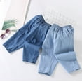 thumbnail image 6 of KAUOD Toddler Elastic Waist Jeans Straight Pull on Fall Denim Pants Baby Boys Girls Vintage Cropped Denim Trousers Pockets, 6 of 8