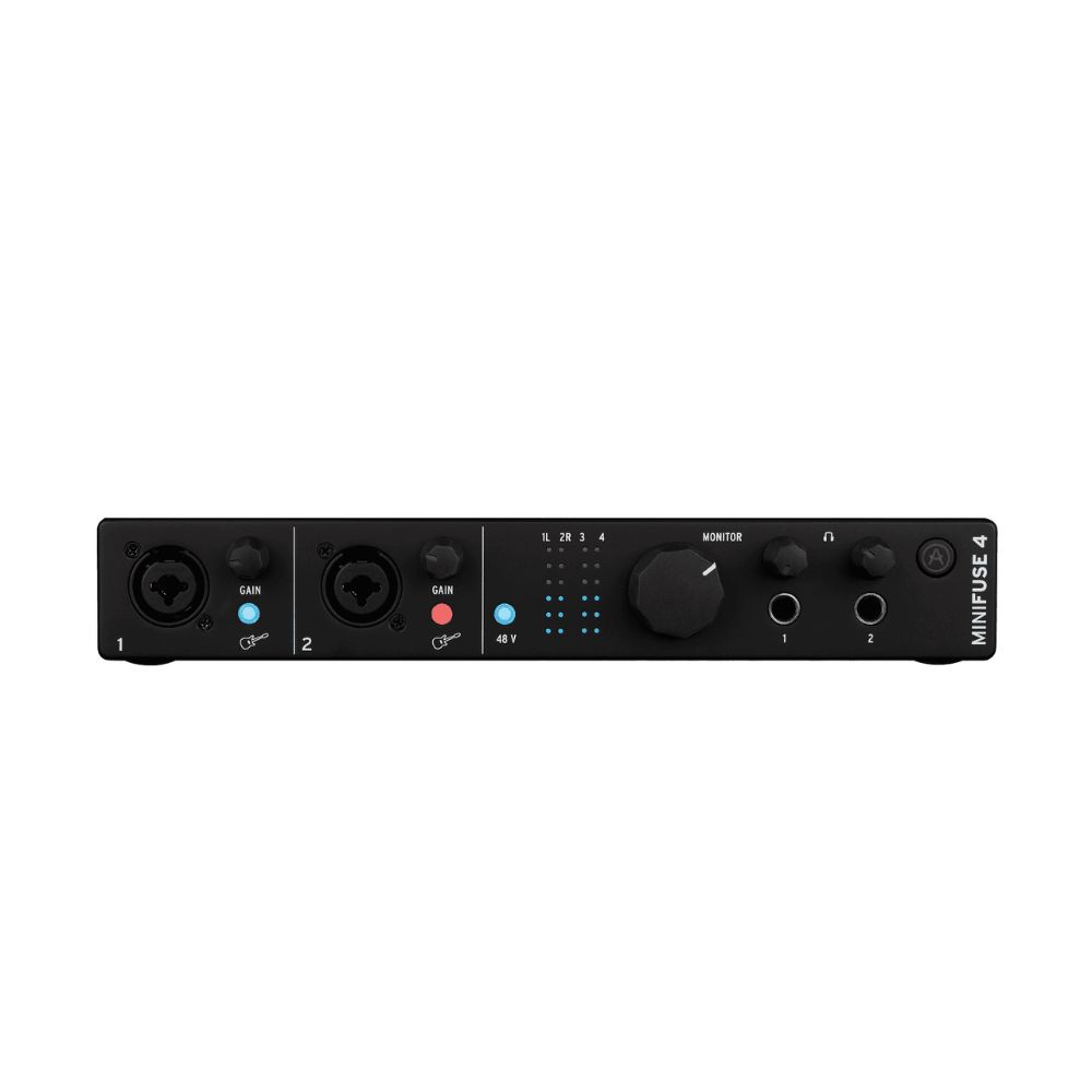 Arturia MiniFuse 4 Portable 4x4 USB Audio/MIDI Interface (Black) Bundle with Polsen HPC-A30-MK2 Studio Monitor Headphones and 20" XLR-XLR Cable
