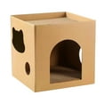 thumbnail image 4 of Casa de cartón para gatos con almohadilla para rascar, para moler, protección para muebles, casa para rascar para gatos, de juegos para gatitos Marrón, 4 of 9