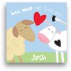 Sandra Magsamen Personalized Baa Moo Canvas Wall Art, 12" x 12", Blue