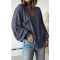 thumbnail image 3 of FreshPretty Women's Ribbed Long Sleeve Tops Summer Spring Pullover Knit Casual V Neck Blouses Trendy Loose Fit Tunic Top, 3 of 7