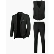 Wehilion by Wehilion Mens Suit Slim Fit 3 Piece Suit Prom Suits Set, Black XL
