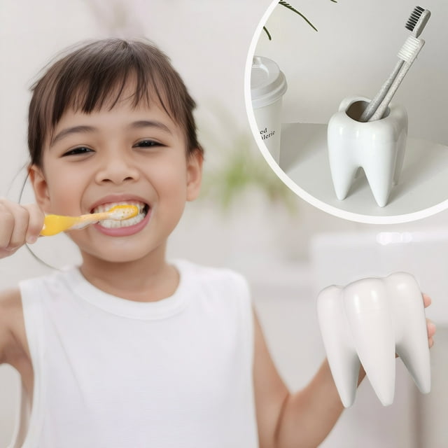 Maytalsory White Multifunctional Tooth Shaped Pencil Holder Practical And Stylish Well Organized Toothbrush Cup