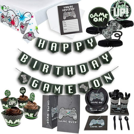 Juvale Video Game Birthday Party Pack for 12 Gamer Decorations and Supplies