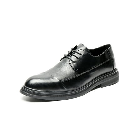 

Woobling Mens Leather Shoe Lace Up Oxford Dress Shoes Pointed Toe Flats Work Lightweight Derby Non Slip Black 7.5