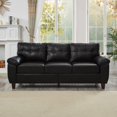thumbnail image 2 of 79" Three-Seater Faux Leather Sofa with Hidden Storage, Black, 2 of 10