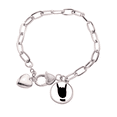 thumbnail image 1 of Bracelet Chaîne Cœur Motif Geste Corna Bijou Charme Mode, 1 of 3