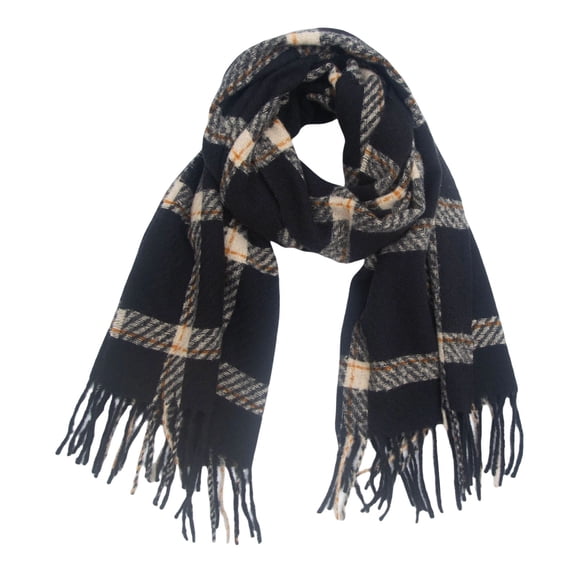 AWZXDE Soft Feel Winter Scarf For Elegant Long Plaid Fashion Shawl Wrap Black