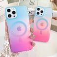 thumbnail image 6 of OOK For iPhone 12 Case/iPhone 12 Pro Case Magnetic, Compatible with Magsafe Cute Gradient Rainbow Iridescent Matte Protective Phone Case with Screen Protector for Girls Women, Fluorescent Blue & Pink, 6 of 6