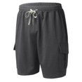 thumbnail image 2 of Aayomet Mens Workout Shorts Men's Linen Casual Classic Fit Short Drawstring Summer Beach Shorts,Dark Gray XXL, 2 of 4