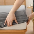 thumbnail image 3 of BESTOUCH Fitted Sheet Only 100% Washed Cotton Linen Feel Easily Fits Deep Pockets up to 17 inch Solid Dark Grey King, 3 of 6