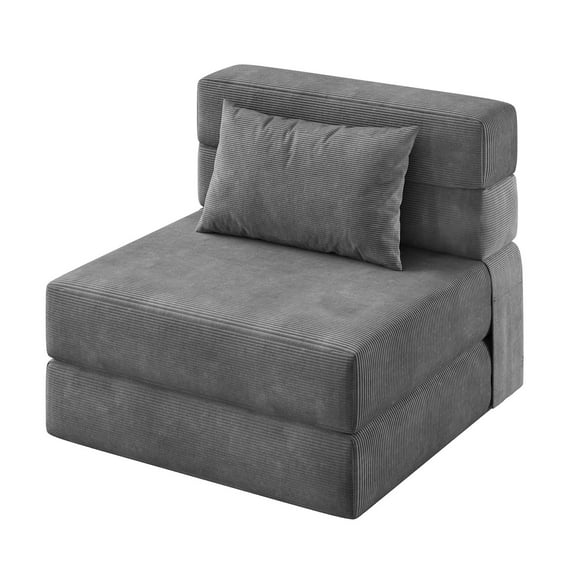 4-in-1 Folding Sofa Bed & Chair Bed-Convertible Sleeper, Fold Out Loveseat Sofa Couch with Pillow,for Living Room, Bedroom, Guest Room,72*28*6”Grey