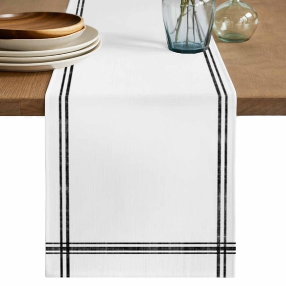 Pure White Table Runner 70 Inches Long, Simple Solid Color Cotton Linen Table Runners Dresser Scarves, Decorative Fabric Tabletop Scarf Furniture Cover for Home Dinner Party 13"x70"