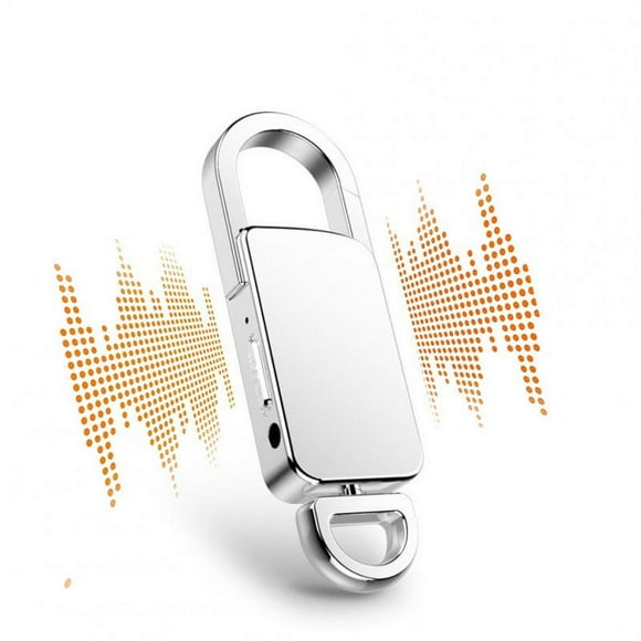 S20+ Keychain Type Voice Recorder HD Noise Reduction Voice Activated Recording Silver 8GB